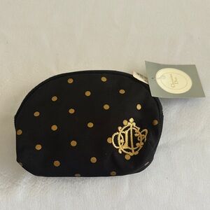 Dior Black Cosmetic Pouch with Gold Polka Dots